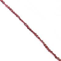 10cts Garnet Faceted Coins Approx 2mm, 38cmm strand