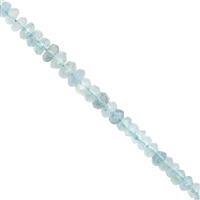 36cts Paraiba Blue Fluorite Faceted Rondelle Approx 2x1 to 5x2mm, 32cm Strand 