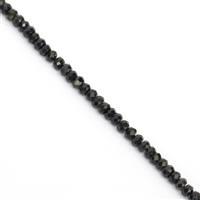 8cts Black Tourmaline Faceted Rondelles Approx 2x1mm, 38cm Strand