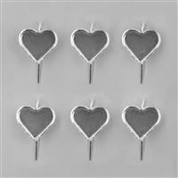 Silver Plated Bezel Earrings Heart - 13x15mm (3pairs/pk)