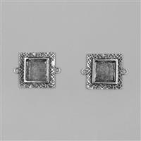 ICE Resin® Antique Silver Milan Small Square Bezels with Closed Backs Approx ID 14mm