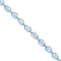 14cts Marambaia  Swiss Blue Topaz Straight Drill Graduated Faceted Pear Approx 5.5X3.5 to 7x5mm, 16cm Strand with Spacers.