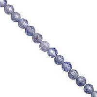 10cts Tanzanite Micro Faceted Round Approx 2mm, 40cm Strand