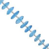 55cts Blue Coated Quartz German Cut Wheel Approx 8x3 to 12x3.5mm, 16cm Strand with Spacers