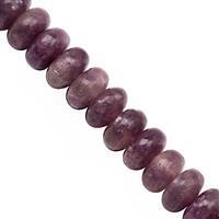 158cts Lepidolite Smooth Rondelle Approx 7.5x4 to 8x4.5mm, 30cm Strand