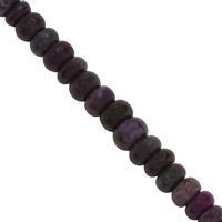 25cts Sugilite Smooth Rondelles Approx 3.9x2.6 to 7x4mm, 10cm Strand