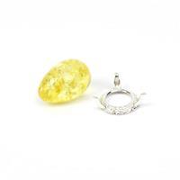 Baltic Lemon Egg with Sterling Silver Stand, 20x30mm (1pc)