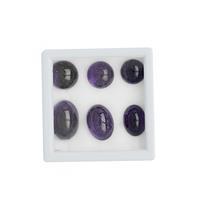40cts African Amethyst Cabochon Oval & Round Loose Gemstnes, (Pack of 6) 