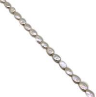 White Freshwater Cultured Oval Pearls Approx 10x14mm, 38cm Strand  