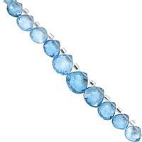 25cts Swiss Blue Topaz Top Side Drill Faceted Heart Approx 5 to 10mm, 10cm Strand with Spacers