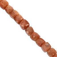 75cts Sunstone Graduated Faceted Cube Approx 8x6mm, 17cm Strand
