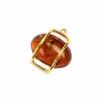 Baltic Cognac Amber Gold Plated Sterling Silver Floating Pendant Approx 23x22mm