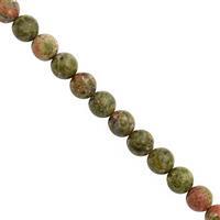 100cts Unakite Smooth Round Approx 8mm, 18cm Strand