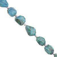 65cts Chrysocolla Faceted Tumble Approx 7x6 to 12.5x12.5mm, 17cm Strand with Spacers