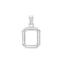925 Sterling Silver Octagon Pendant Mount (To fit 9x11mm gemstone) - 1Pcs
