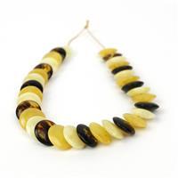 Baltic Multi Colour Amber Coin strand Inc. Butterscotch, Earthy, Off-White, 12mm (20cm)