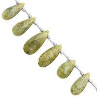 115cts Vesuvianite Top Side Drill Graduated Faceted Pear Approx 14x8 to 29x11mm, 17cm Strand with Spacers