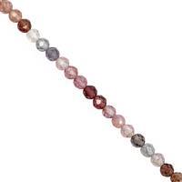 28cts Burmese Multi Colour Spinel Round Faceted Approx 3.5 to 4mm, 20cm Strand 