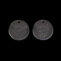925 Sterling Silver Happily Ever After Round Pendants Approx 18mm 2pcs