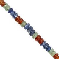 25cts Multi-Colour Kyanite Faceted Rondelles Approx 2.5x1.5 to 5.5x2.5mm, 15cm 