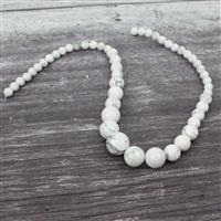 190cts White Howlite Graduated Rounds Approx 6-14mm, 38cm strand