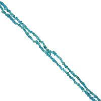170cts Sky Blue Apatite Small Chips Approx 2x4 to 4x7mm, 32-34" Strand