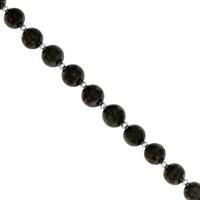 28cts Russian Shungite Smooth Rounds Approx 5.5 to 7.5mm, 16cm Strand With Spacers