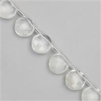 80cts Clear Quartz Faceted Coins Approx 9 to14mm, 20cm Strand With Spacers