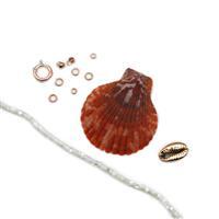 White Shell & Rose Gold Plated 925 Sterling Silver Necklace Kit 