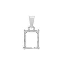 925 Sterling Silver Octagon Pendant Mount (To fit 10x12mm gemstone) - 1Pcs