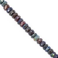 16cts Black Ethiopian Opal Faceted Rondelles Approx 2.5x1.5 to 4x2.5mm, 19cm Strand