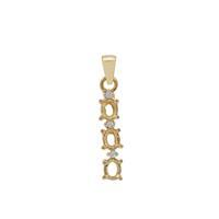 Gold Plated 925 Sterling Silver Triple Pendant Mount with White Zircon (To fit 5x4mm Oval Gemstone)- 1pcs