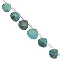 62cts Chrysocolla Top Side Drill Graduated Smooth  Pear  Approx 7 to13mm, 16cm Strand with Spacers