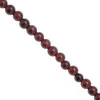 170cts Garnet Smooth Round Approx 3 to 4mm, 100cm Strand