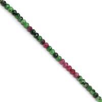 40cts Ruby Zoisite Faceted Rondelles Approx 4x3mm, 38cm Strand