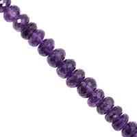 105cts Zambian Amethyst Graduated Faceted Rondelles Approx 8x4 to 10x7mm, 20cm Strand with Spacers