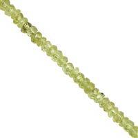 32cts Peridot Faceted Rondelles Approx 2x1 to 3.5x2mm, 32cm Strand