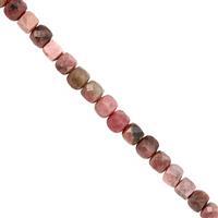 75cts Rhodonite Faceted Cube Approx 3.7 to 4mm, 38cm Strand