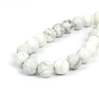 240cts Howlite Carved Rose Flower Rounds Approx 10mm, 38cm strand