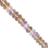 38cts Ametrine Faceted Rondelle Approx 4x2 to 6x3mm, 20cm Strand