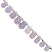 40cts Yttrium Fluorite Top Side Drill Smooth Drop Approx 8x5 to 13x7mm, 9cm Strand with Spacers