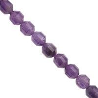 233cts Amethyst Faceted Drum Approx 8x10mm Beads Necklace with Lobster Lock & Extension -18"+2"Length