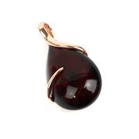 Baltic Cherry Amber Rose Gold Plated Sterling Silver Teardrop Wrap Pendant Approx. 39x20mm
