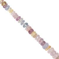 15cts Multi-Colour Sapphire Faceted Rondelle Approx 2x1 to 4x1mm, 10cm Strand