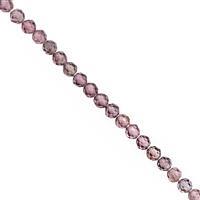 15cts Shaded Purple Spinel Micro Faceted Round Approx 2mm, 38cm Strand