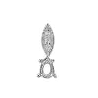 925 Sterling Silver Pear Pendant With White Zircon Bail (To fit 6x4mm gemstone)- 1pcs
