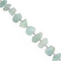 100cts Aquamarine Graduated Faceted Unusual Tumble Approx 8.5x4.5 to 15x9mm, 15cm Strand with Spacers