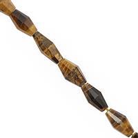 145cts Yellow Tiger Eye Centre Drill Faceted Bicone Approx 11.5x7 to 19x8.5mm, 39cm Strand