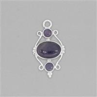 925 Sterling Silver Gemset Pendant Approx 33x18mm Inc. 6cts Tanzanite Cabochons