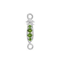 Willow & Tig Collection: 925 Sterling Silver Peas In A Pod Connector Approx 24mm With 4pcs Chrome Diopside Detail 
